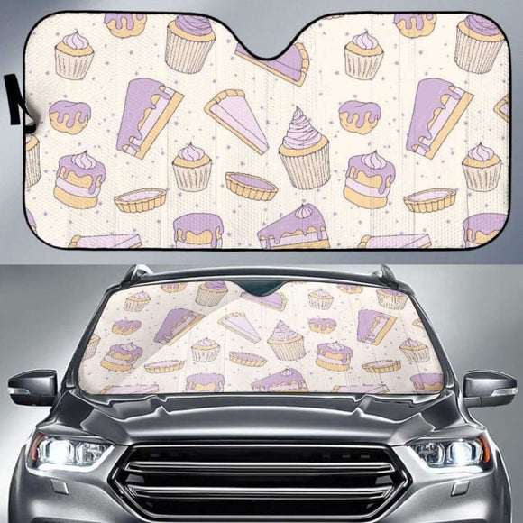 Cakes Pies Tarts Muffins And Eclairs Purple Blueberry Topping Pattern Car Auto Sun Shades 460402 - YourCarButBetter