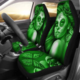 Calavera Fresh Look Design #2 Car Seat Covers (Green Lime Rose) - 174510 - YourCarButBetter