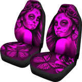 Calavera Fresh Look Design #2 Car Seat Covers (Pink Easy On The Eyes Rose) - 174510 - YourCarButBetter