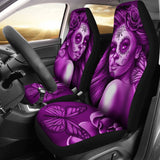 Calavera Fresh Look Design #2 Car Seat Covers (Purple Night Owl Rose) - 174510 - YourCarButBetter