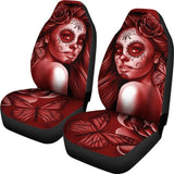 Calavera Fresh Look Design #2 Car Seat Covers (Red Freedom Rose) - 174510 - YourCarButBetter