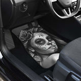 Calavera Girl - Black and White - Front and Back Car Floor Mats 101807 - YourCarButBetter
