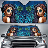 Calavera Girl - Blue - Auto Sun Shade 172609 - YourCarButBetter