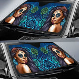 Calavera Girl - Blue - Auto Sun Shade 172609 - YourCarButBetter