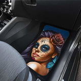 Calavera Girl - Blue - Front and Back Car Floor Mats 101807 - YourCarButBetter