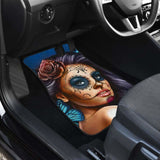 Calavera Girl - Blue - Front and Back Car Floor Mats 101807 - YourCarButBetter