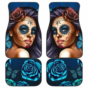 Calavera Girl - Blue - Front and Back Car Floor Mats 101807 - YourCarButBetter