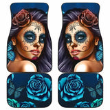 Calavera Girl - Blue - Front and Back Car Floor Mats 101807 - YourCarButBetter