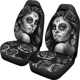 Calavera Girl - B/W - Car Seat Covers 101807 - YourCarButBetter