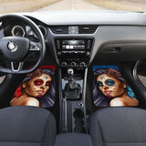 Calavera Girl Front and Back Car Floor Mats - Red and Blue 101807 - YourCarButBetter