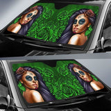 Calavera Girl - Green - Auto Sun Shade 172609 - YourCarButBetter