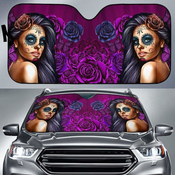 Calavera Girl - Purple - Auto Sun Shade 172609 - YourCarButBetter