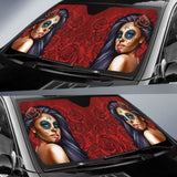 Calavera Girl - Red - Auto Sun Shade 172609 - YourCarButBetter