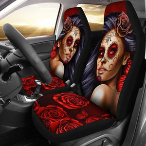 Calavera Girl - Red - Car Seat Covers 101807 - YourCarButBetter