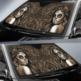 Calavera Girl - Sepia - Auto Sun Shade 172609 - YourCarButBetter