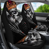 Calavera Sugar Skull King And Queen Kissing Car Seat Covers 210301 - YourCarButBetter