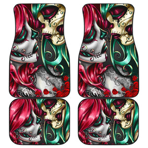 Calavera Sugar Skull Kissing Car Floor Mats 210301 - YourCarButBetter