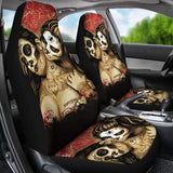 Calavera Sugar Skull Valentine Lovers Car Seat Covers 210301 - YourCarButBetter