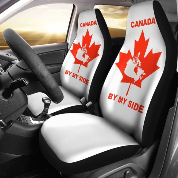 Canada By My Side White Car Seat Covers 550317 - YourCarButBetter