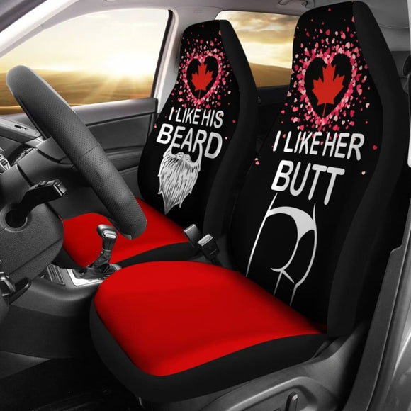 Canada Car Seat Covers Couple Valentine Her Butt His Beard 550317 - YourCarButBetter