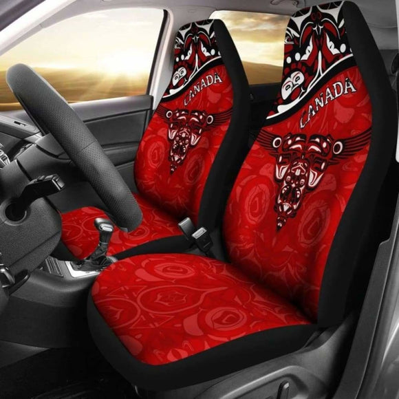 Canada Car Seat Covers - Haida Eagle Style Tattoo (Red) A02 174510 - YourCarButBetter