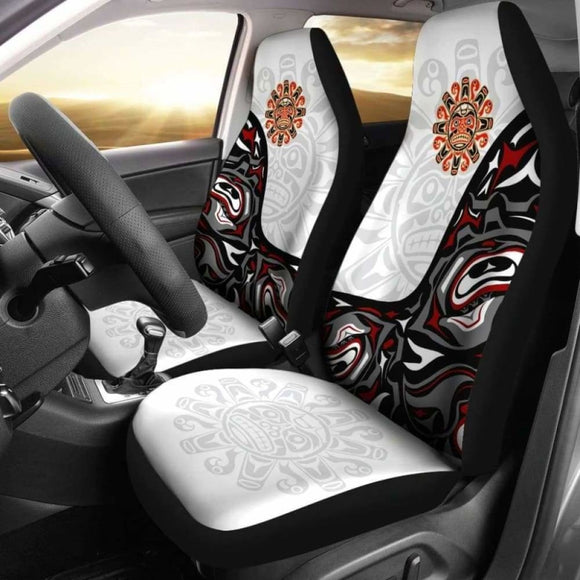 Canada Car Seat Covers Haida Sun Tattoo (Set Of Two) - White Version 7 174914 - YourCarButBetter