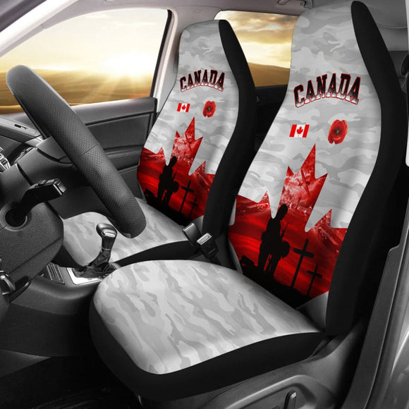Canada Car Seat Covers Lest We Forget Remembrance Day Poppy 550317 - YourCarButBetter