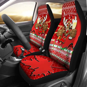 Canada Christmas Moose Car Seat Covers Maple Leaf Version 205017 - YourCarButBetter