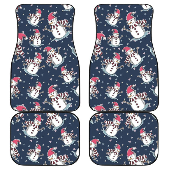 Car Floor Mats Cute Snowman Winter Universal Auto Accessories 211903 - YourCarButBetter