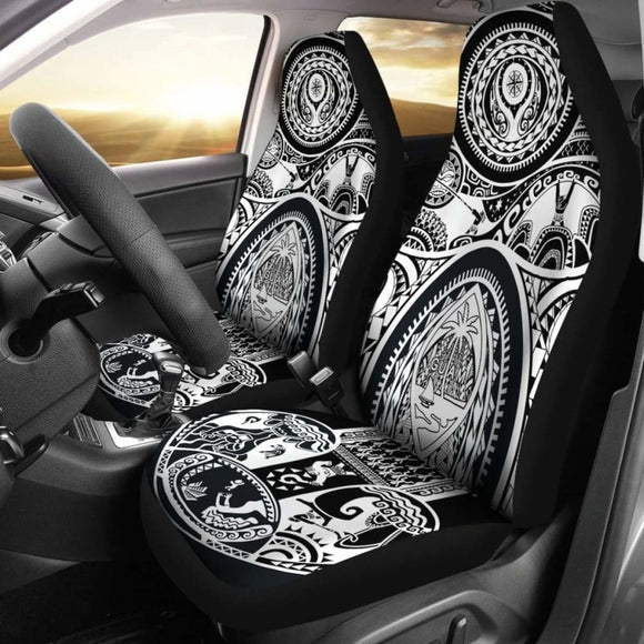 Car Seat Cover - Guam Flag Seal With Maui Moana Tattoo - 174914 - YourCarButBetter