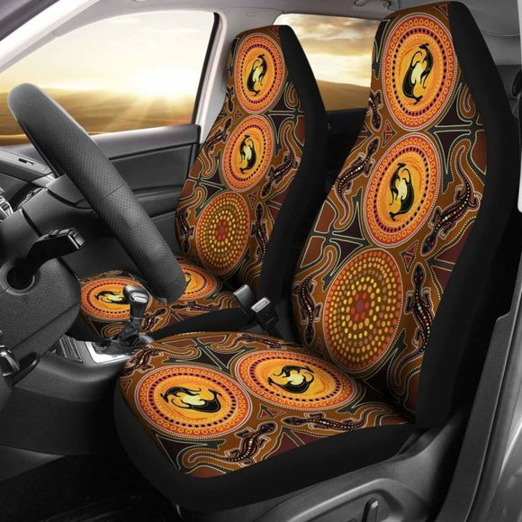 Car Seat Covers - Aboriginal Dot Painting Lizard - 174914 - YourCarButBetter