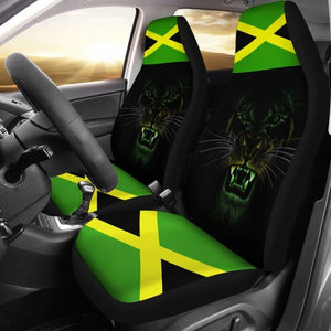 Car Seat Covers Africa - Jamaica Flag Color With Lion - 161012 - YourCarButBetter