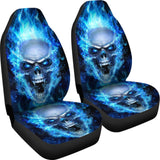 Car Seat Covers-Blue Flame Skull 103131 - YourCarButBetter