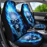 Car Seat Covers-Blue Flame Skull 103131 - YourCarButBetter