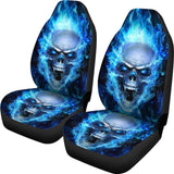 Car Seat Covers-Blue Flame Skull 103131 - YourCarButBetter