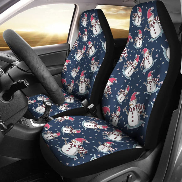 Car Seat Covers Cute Snowman Winter Universal Auto Accessories 211903 - YourCarButBetter