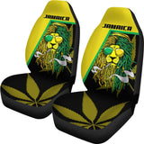 Car Seat Covers Green Reggae Rasta Red Lion Jamaica 210302 - YourCarButBetter