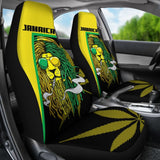 Car Seat Covers Green Reggae Rasta Red Lion Jamaica 210302 - YourCarButBetter