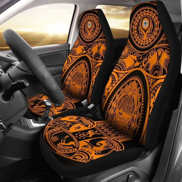 Car Seat Covers - Guam Flag Seal With Maui Moana Tattoo - 174914 - YourCarButBetter