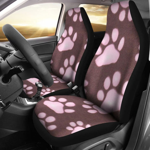 Car Seat Covers Pink Colorful Paw Print 210605 - YourCarButBetter