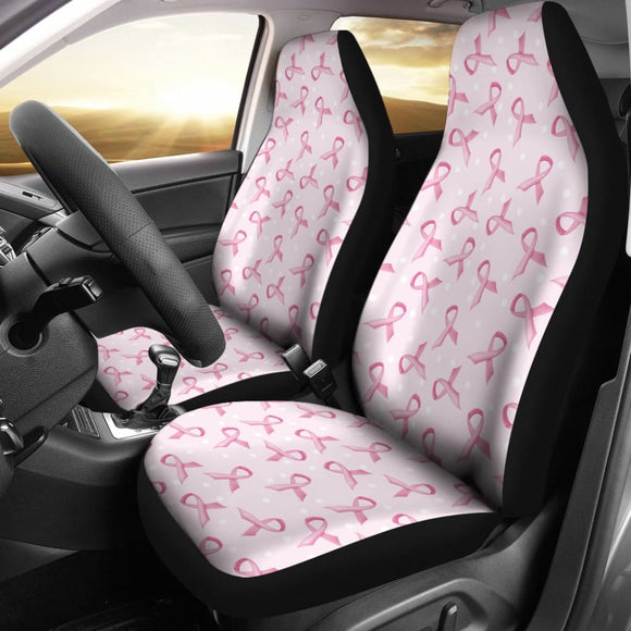 Car Seat Covers Pink Ribbon For Breast Cancer Awareness 210603 - YourCarButBetter