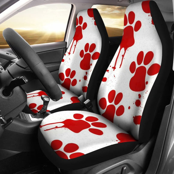 Car Seat Covers Red Blood Paw Print 210605 - YourCarButBetter