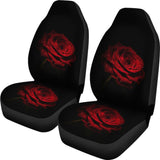 Car Seat Covers Rose Flower on Black Background 210902 - YourCarButBetter