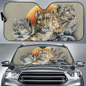 Car Sun Shade Big Cat Family 172609 - YourCarButBetter