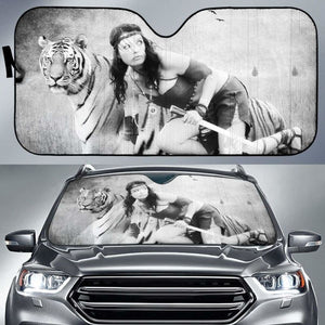 Car Sun Shade Tiger Native American Print 172609 - YourCarButBetter