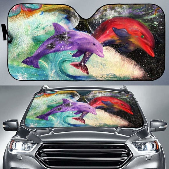 Car Sun Shade With Dolphin Print. 085424 - YourCarButBetter