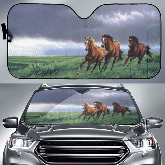 Car Sun Shade With Horse Print 172609 - YourCarButBetter