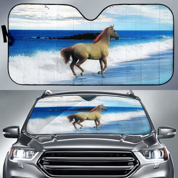 Car Sun Shade With Horse Print 172609 - YourCarButBetter