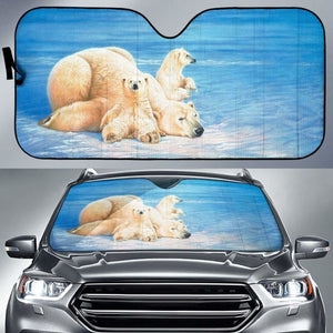 Car Sun Shade With Polar Bears 102507 - YourCarButBetter