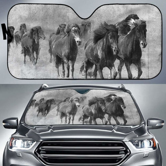 Car Sun Shade With Wild Horses Print 172609 - YourCarButBetter